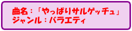 曲名:「やっぱりサルゲッチュ」ジャンル:バラエティ