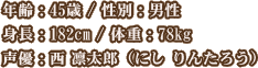 ǯ45 / ̡
Ĺ182cm / νš78kg
ͥ Ϻʤˤ 󤿤